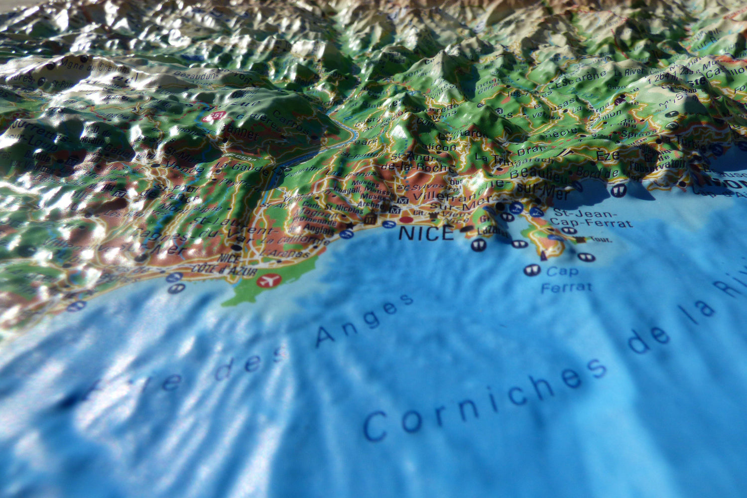 Carte murale en relief - Alpes-Maritimes et ses fonds marins - 41 cm x 61 cm | 3D Map carte en relief 3D Map
