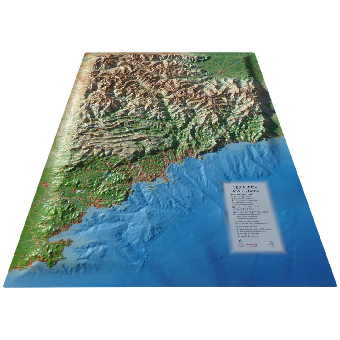 Carte murale en relief - Alpes-Maritimes et ses fonds marins - 41 cm x 61 cm | 3D Map carte relief 3D Map 