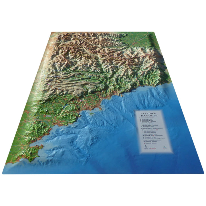 Carte murale en relief - Alpes-Maritimes et ses fonds marins - 41 cm x 61 cm | 3D Map carte relief 3D Map 