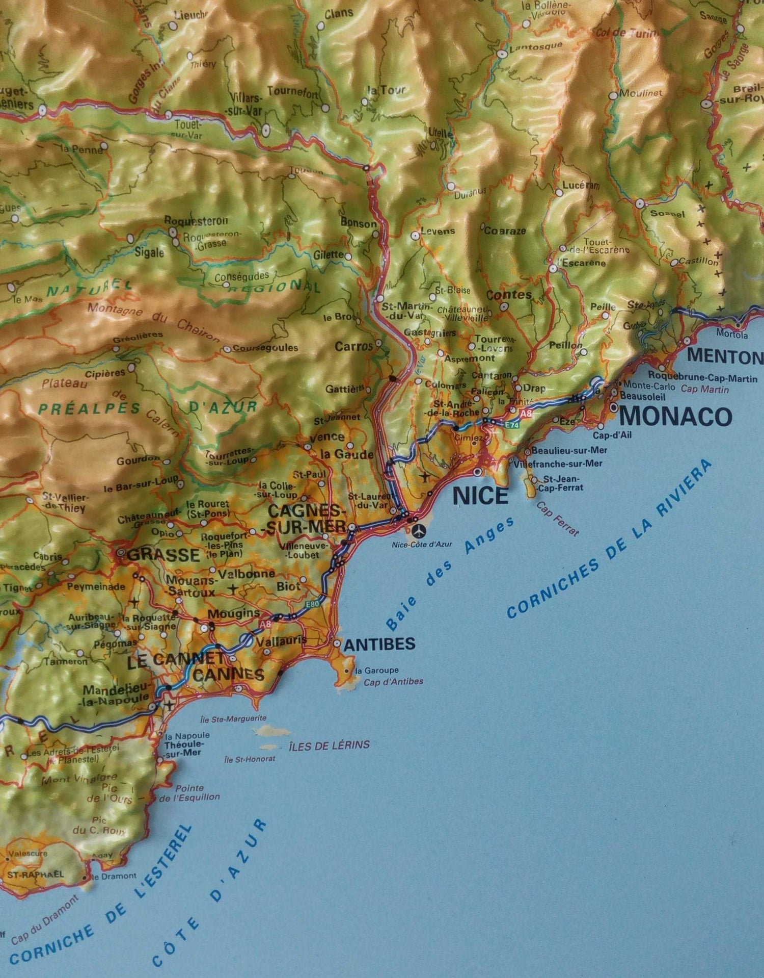 Carte murale en relief - Alpes & Vallée du Rhône - 80 x 113 cm | IGN carte en relief IGN