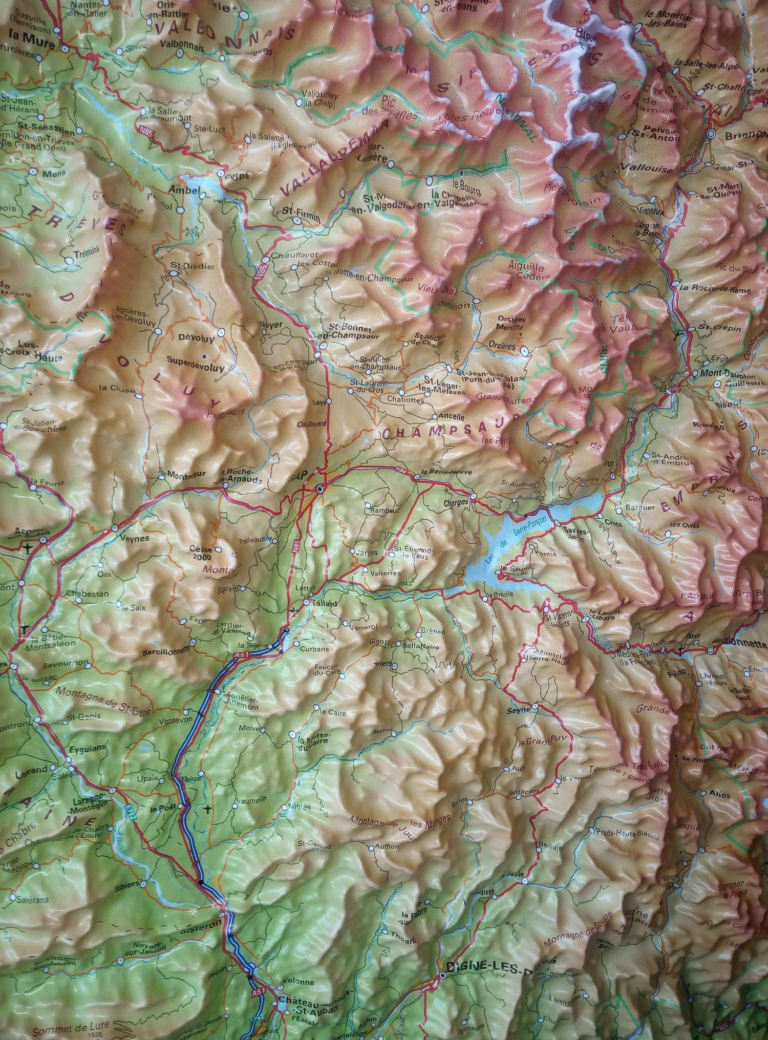 Carte murale en relief - Alpes & Vallée du Rhône - 80 x 113 cm | IGN carte en relief IGN