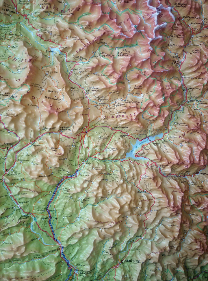 Carte murale en relief - Alpes & Vallée du Rhône | IGN carte relief grande dimension IGN 
