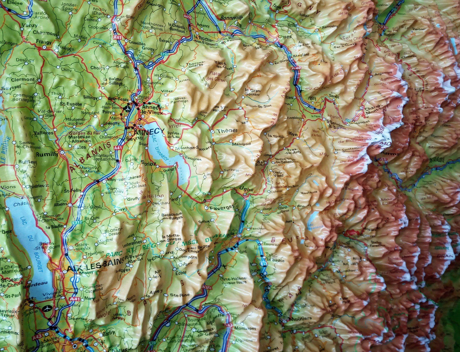Carte murale en relief - Alpes & Vallée du Rhône - 80 x 113 cm | IGN carte en relief IGN