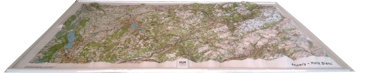 Carte murale en relief - Annecy & Mont Blanc - 113 x 80 cm | IGN carte en relief IGN