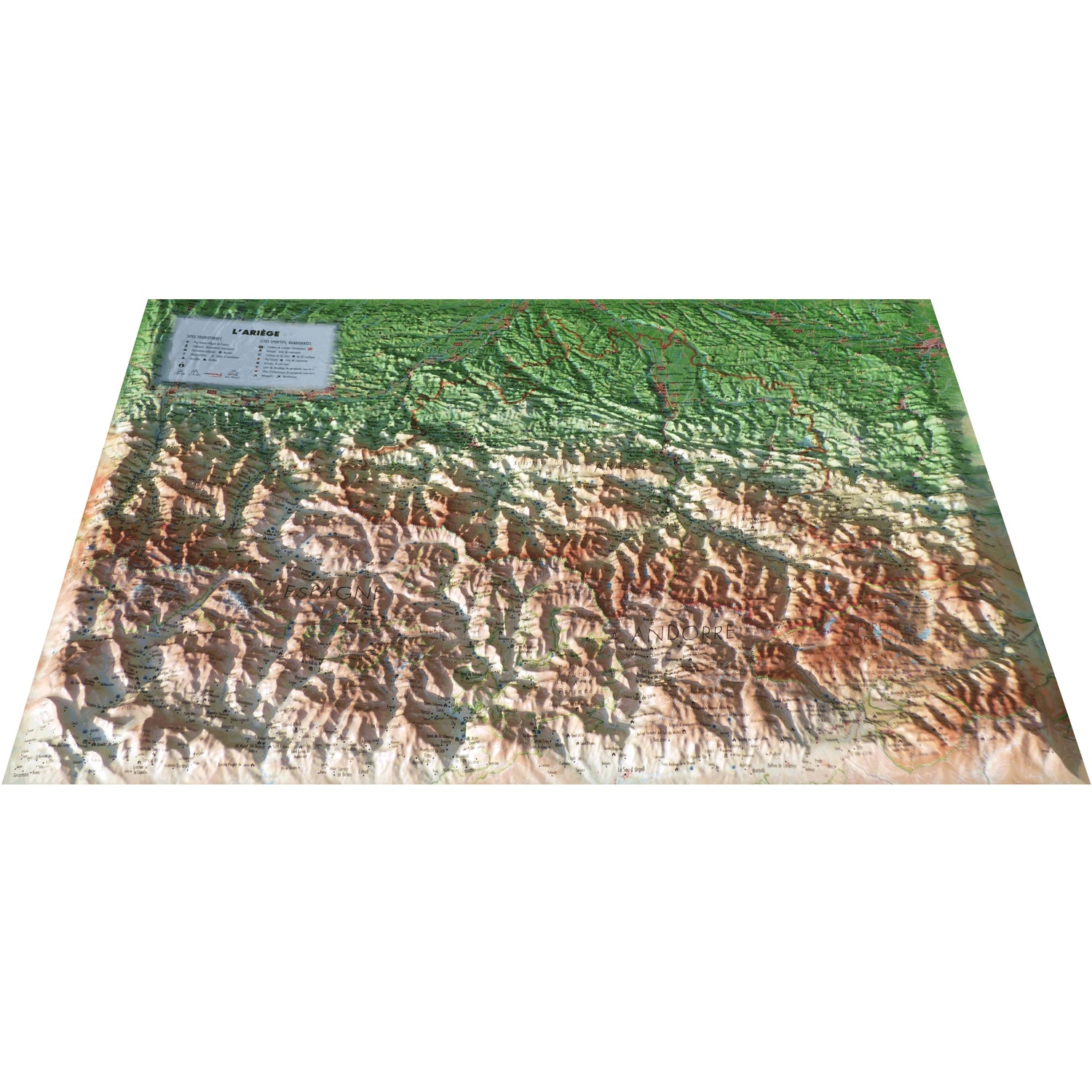 Carte murale en relief - Ariège - 61 cm x 41 cm | 3D Map carte en relief 3D Map