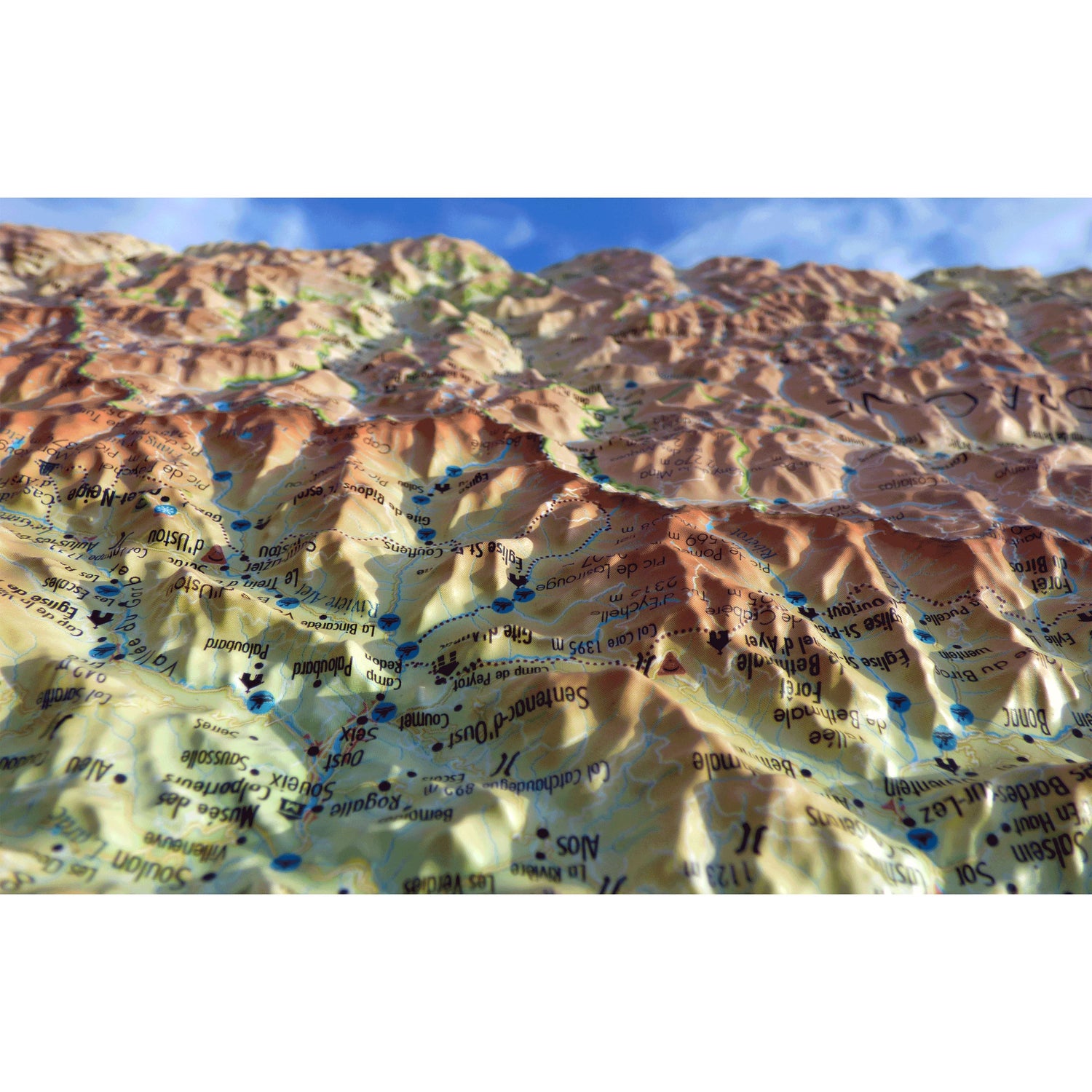Carte murale en relief - Ariège - 61 cm x 41 cm | 3D Map carte en relief 3D Map
