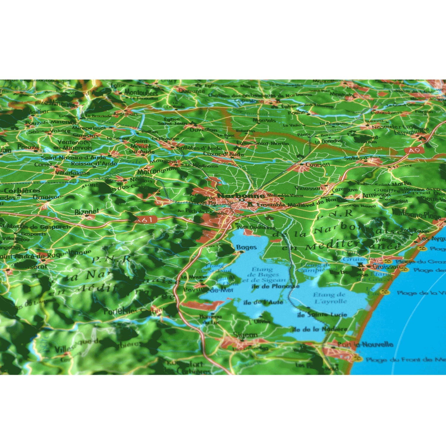 Carte murale en relief - Aude - 61 cm x 41 cm | 3D Map carte en relief 3D Map