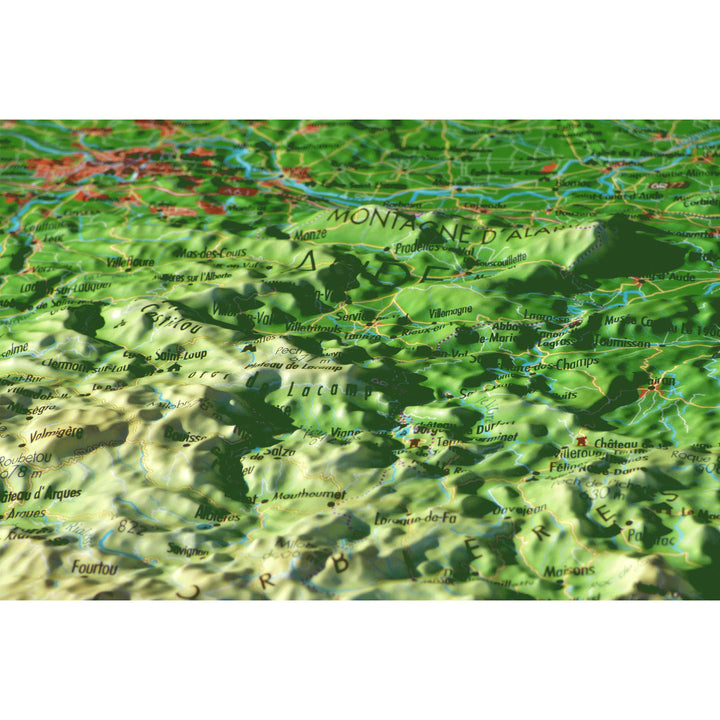 Carte murale en relief - Aude - 61 cm x 41 cm | 3D Map carte relief 3D Map 