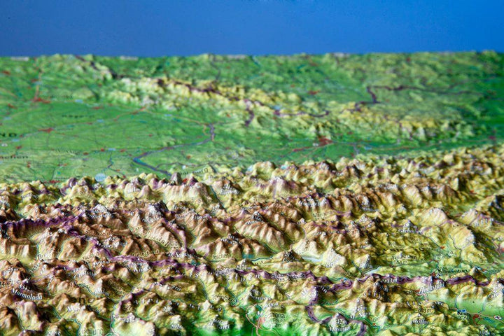Carte murale en relief - Autriche (en anglais), avec cadre aluminium | Georelief carte relief Georelief 