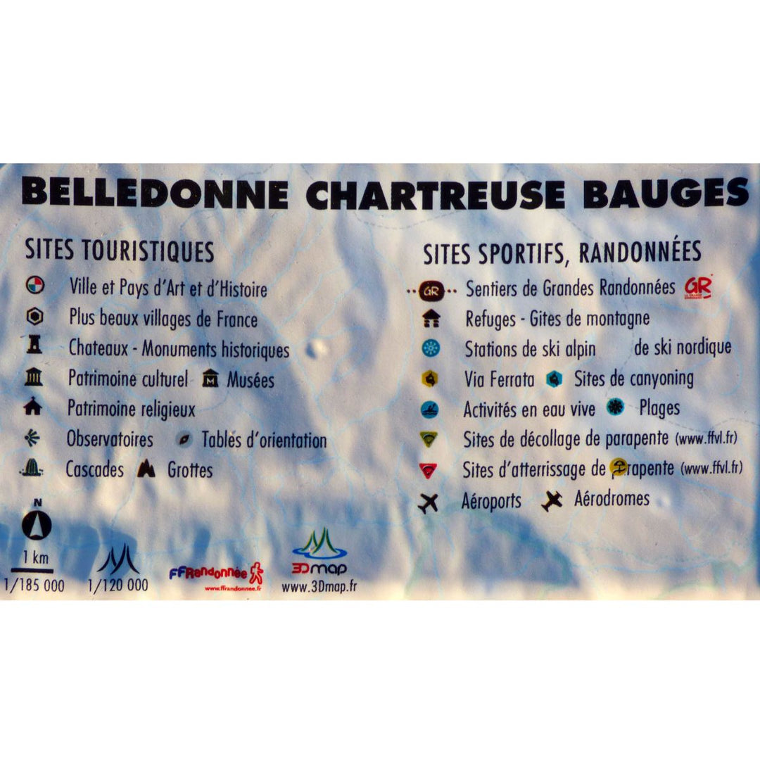 Carte murale en relief - Bauges, Belledonne, Chartreuse - 41 cm x 61 cm | 3D Map carte relief 3D Map 