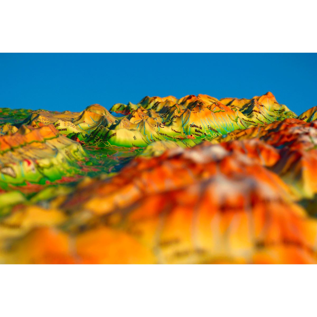 Carte murale en relief - Bauges, Belledonne, Chartreuse - 41 cm x 61 cm | 3D Map carte en relief 3D Map