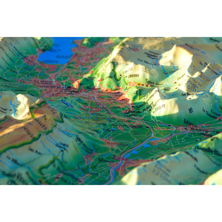Carte murale en relief - Bauges, Belledonne, Chartreuse - 41 cm x 61 cm | 3D Map carte relief 3D Map 