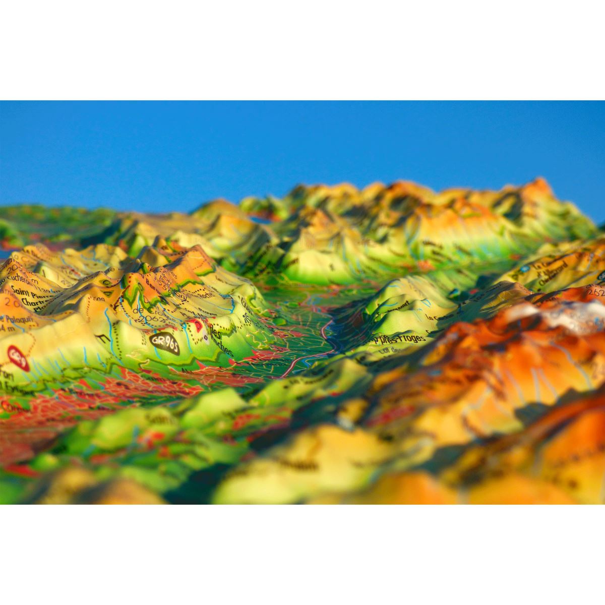 Carte murale en relief - Bauges, Belledonne, Chartreuse - 41 cm x 61 cm | 3D Map carte en relief 3D Map
