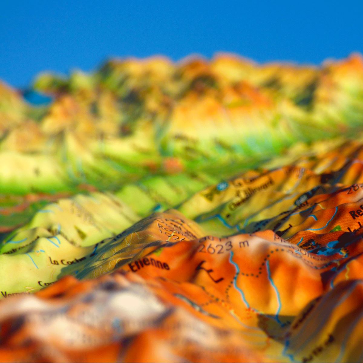 Carte murale en relief - Bauges, Belledonne, Chartreuse - 41 cm x 61 cm | 3D Map carte en relief 3D Map