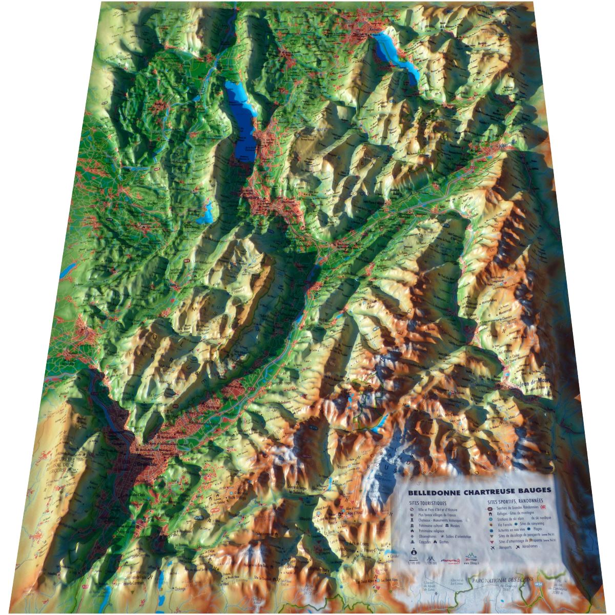 Carte murale en relief - Bauges, Belledonne, Chartreuse - 41 cm x 61 cm | 3D Map carte en relief 3D Map
