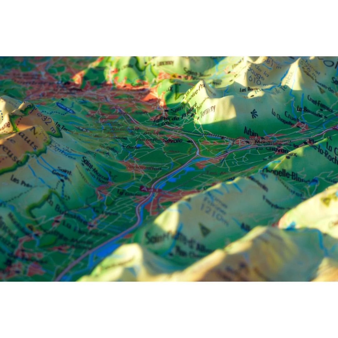 Carte murale en relief - Bauges, Belledonne, Chartreuse - 41 cm x 61 cm | 3D Map carte relief 3D Map 