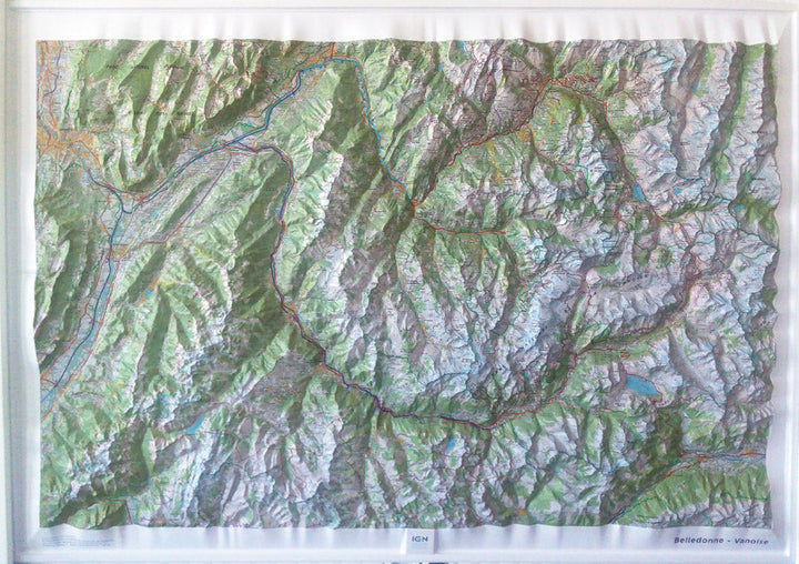 Carte murale en relief - Belledonne & Vanoise - 113 x 80 cm | IGN carte relief grande dimension IGN 