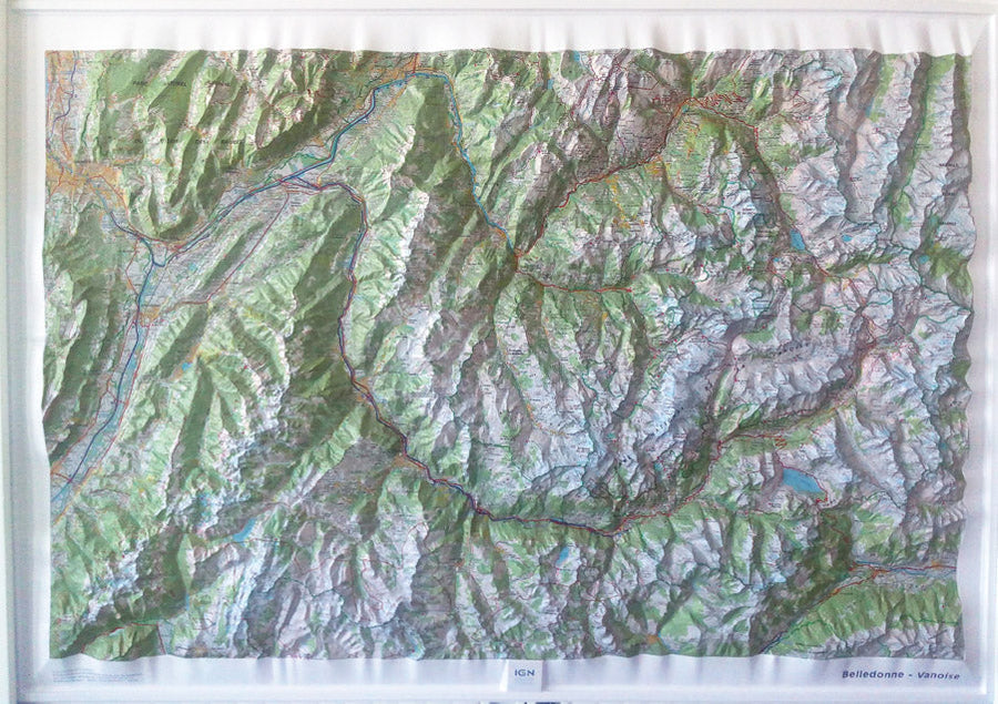 Carte murale en relief - Belledonne & Vanoise - 113 x 80 cm | IGN carte relief grande dimension IGN 