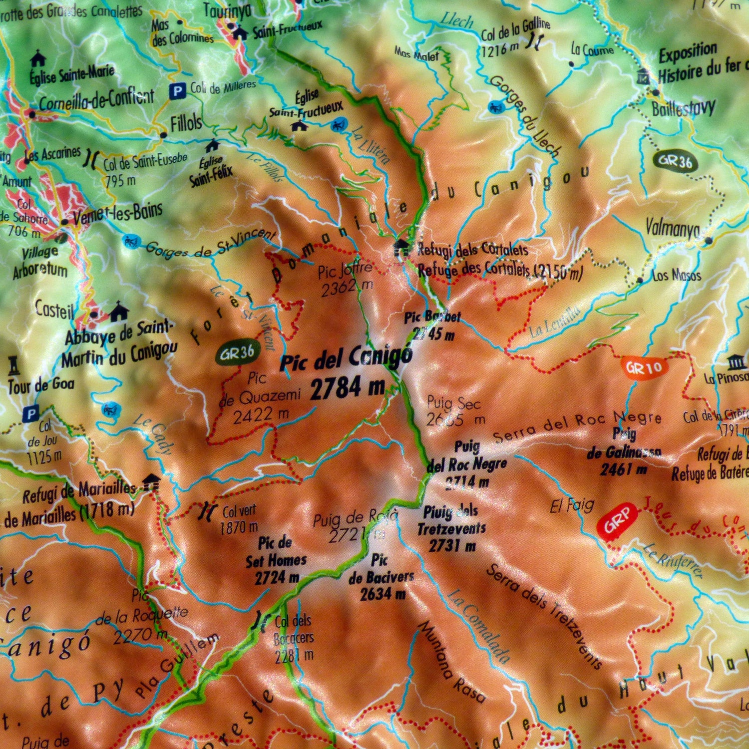 Carte murale en relief - Massif du Canigou - 29,5 x 19,5 cm | 3D Map carte en relief 3D Map