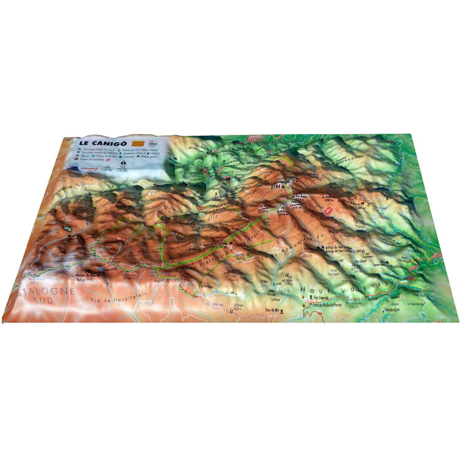 Carte murale en relief - Massif du Canigou - 29,5 x 19,5 cm | 3D Map carte en relief 3D Map