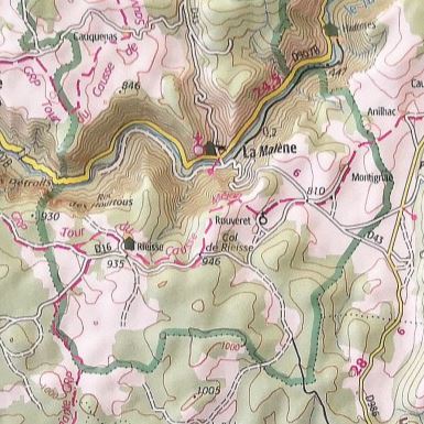Carte murale en relief - Cévennes, Gorges du Tarn et de l'Ardèche - 80 x 113 cm | IGN carte en relief IGN