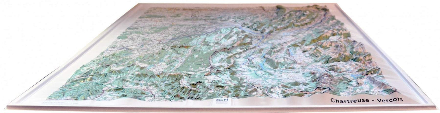 Carte murale en relief - Chartreuse & Vercors - 80 x 113 cm | IGN carte en relief IGN
