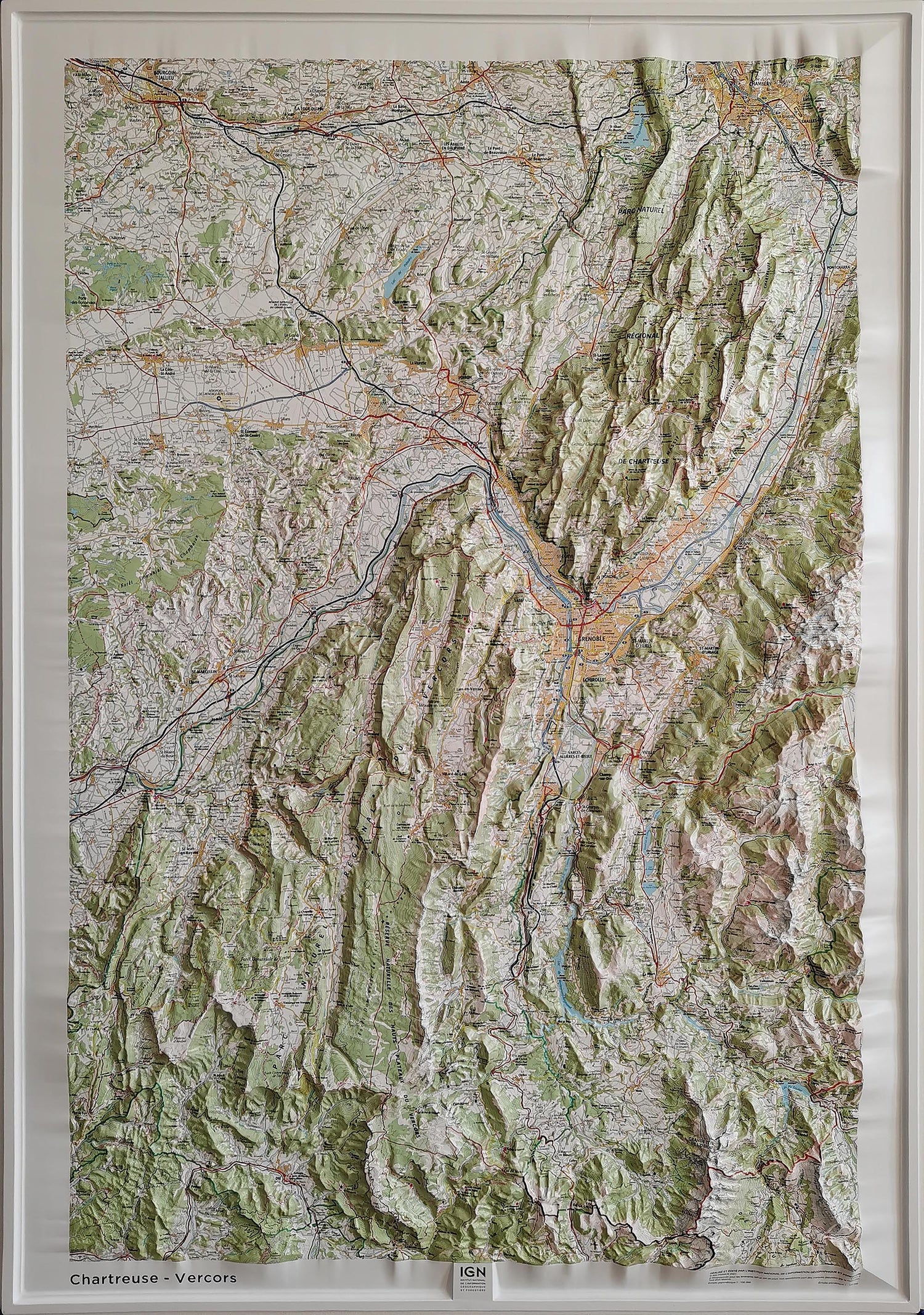 Carte murale en relief - Chartreuse & Vercors - 80 x 113 cm | IGN carte en relief IGN