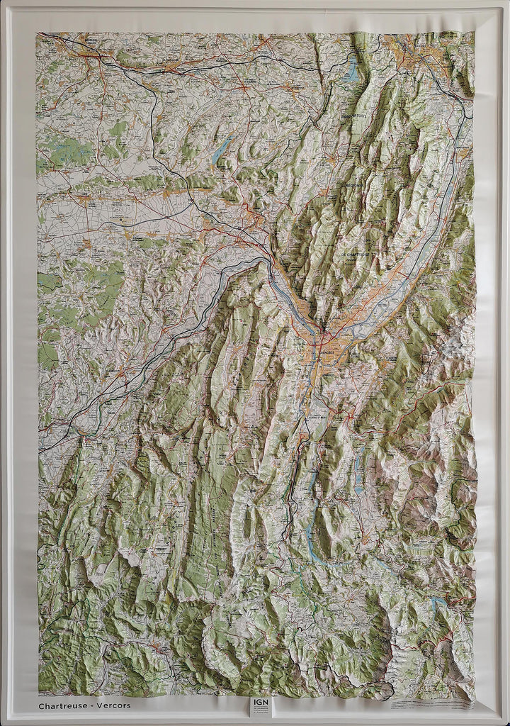 Carte murale en relief - Chartreuse & Vercors | IGN carte relief grande dimension IGN 