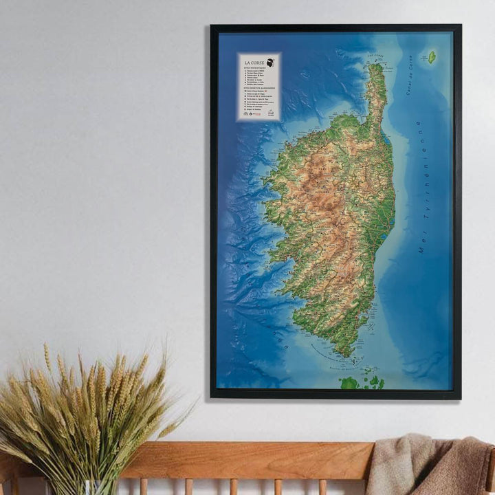 Carte murale en relief - Corse et ses fonds marins - 41 cm x 61 cm | 3D Map carte relief 3D Map 