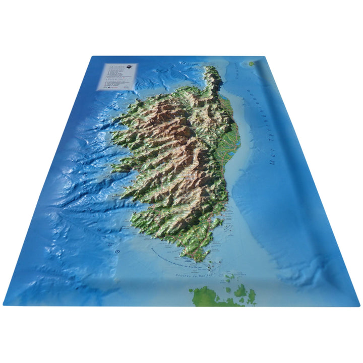 Carte murale en relief - Corse et ses fonds marins - 41 cm x 61 cm | 3D Map carte relief 3D Map 