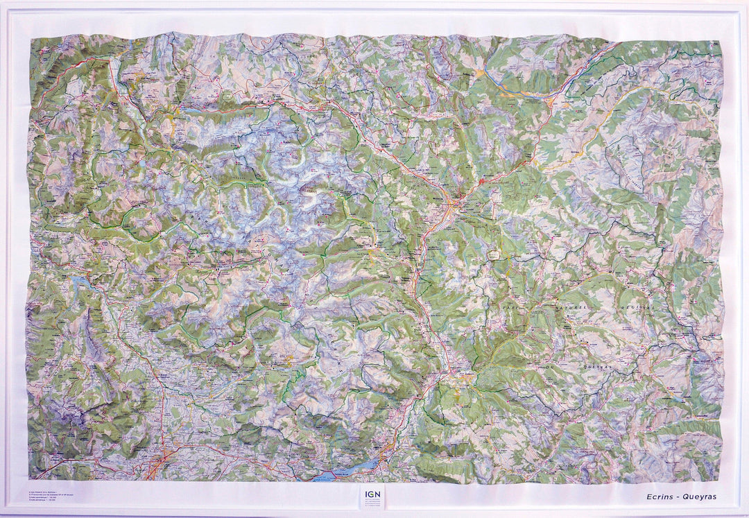 Carte murale en relief - Écrins & Queyras - 113 x 80 cm | IGN carte relief grande dimension IGN 