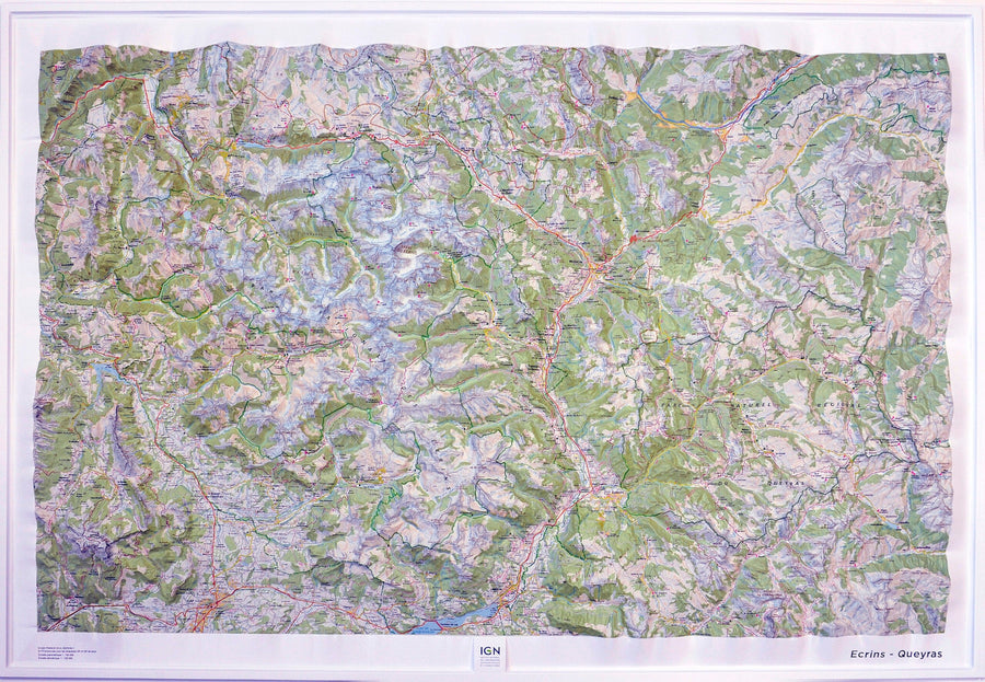 Carte murale en relief - Écrins & Queyras - 113 x 80 cm | IGN carte relief grande dimension IGN 