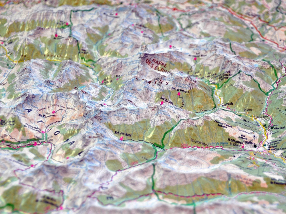 Carte murale en relief - Écrins & Queyras | IGN carte relief grande dimension IGN 
