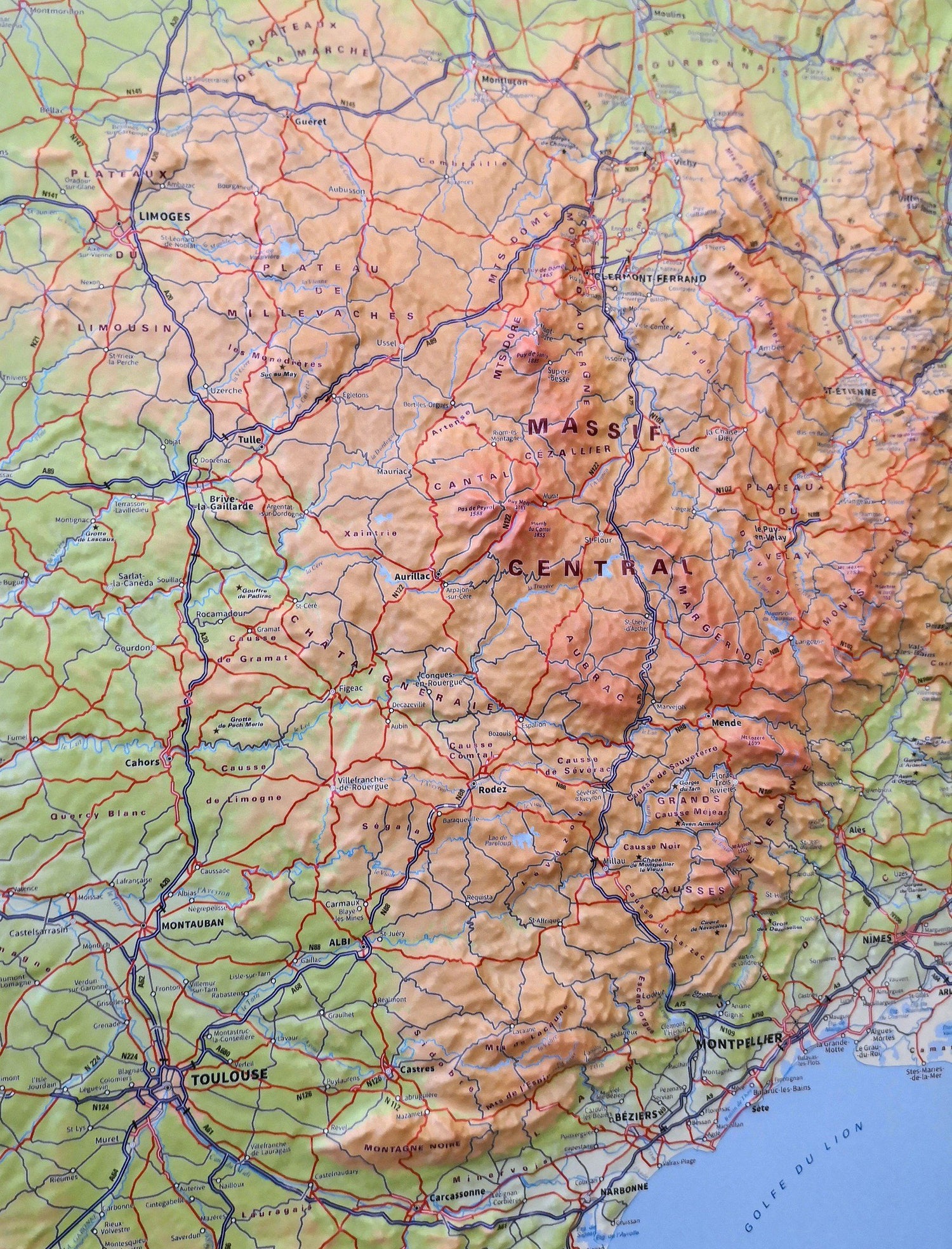 Carte murale en relief - France - 92 x 102 cm | IGN carte en relief IGN