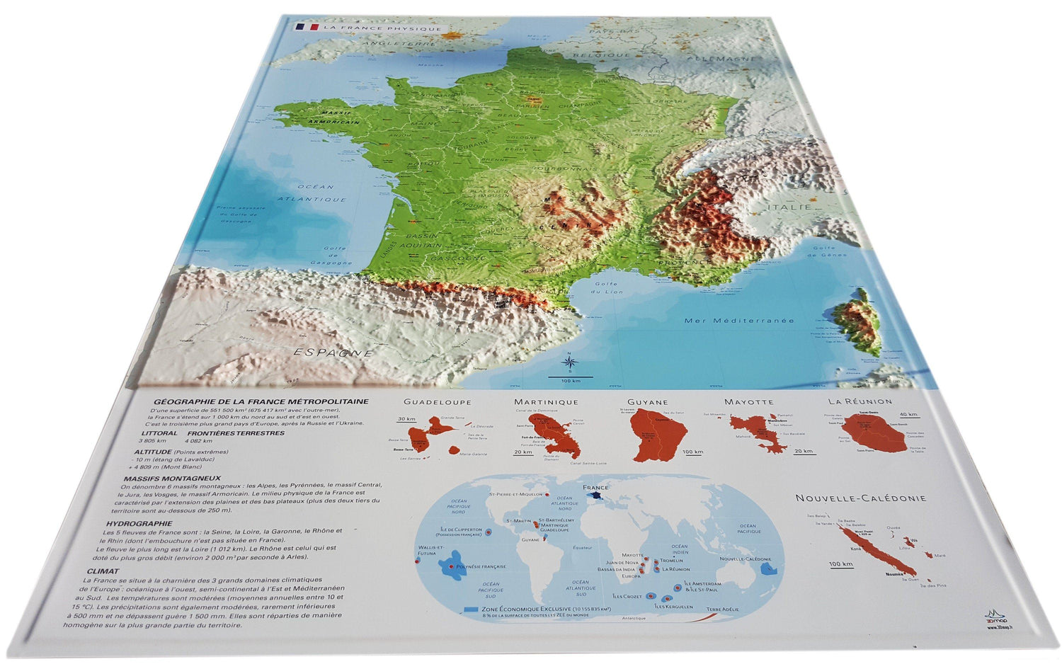Carte murale en relief - France physique - 61 cm x 91 cm | 3D Map carte en relief 3D Map Default Title