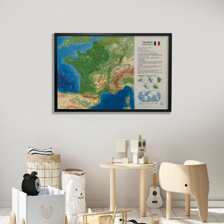 Carte murale en relief - France physique et ses fonds marins - 41 cm x 61 cm | 3D Map carte relief 3D Map 