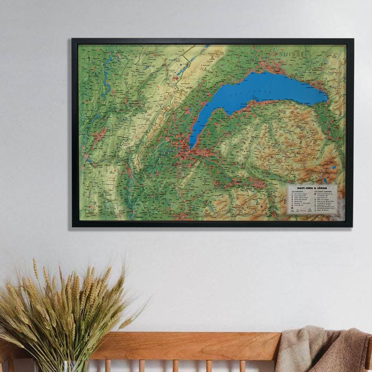 Carte murale en relief - Haut-Jura & lac Léman - 41 cm x 61 cm | 3D Map carte en relief 3D Map