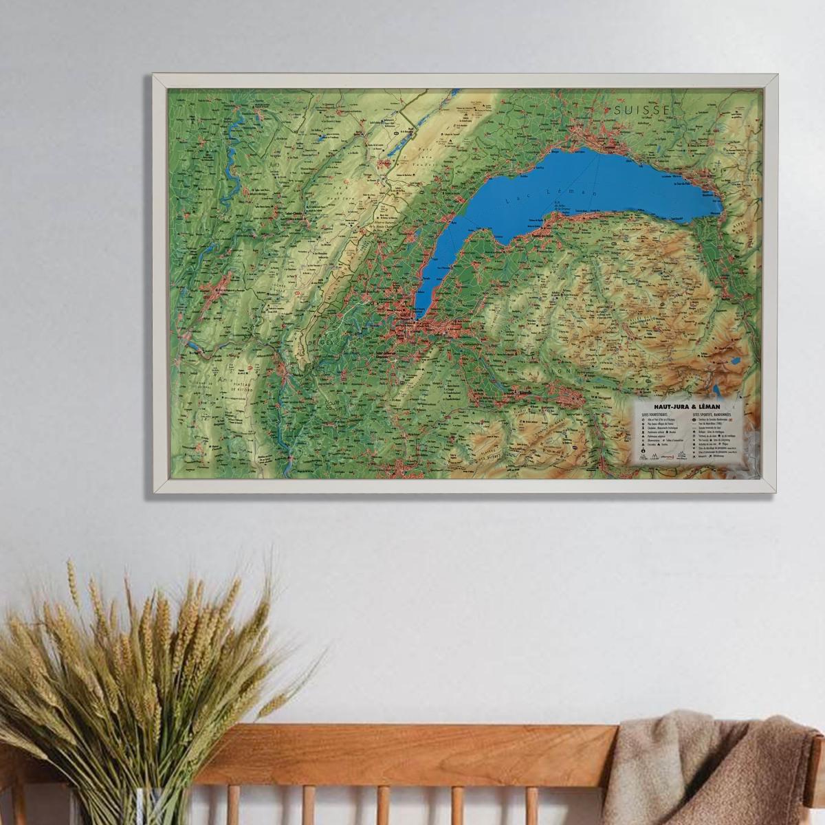 Carte murale en relief - Haut-Jura & Léman - 41 cm x 61 cm | 3D Map carte en relief 3D Map
