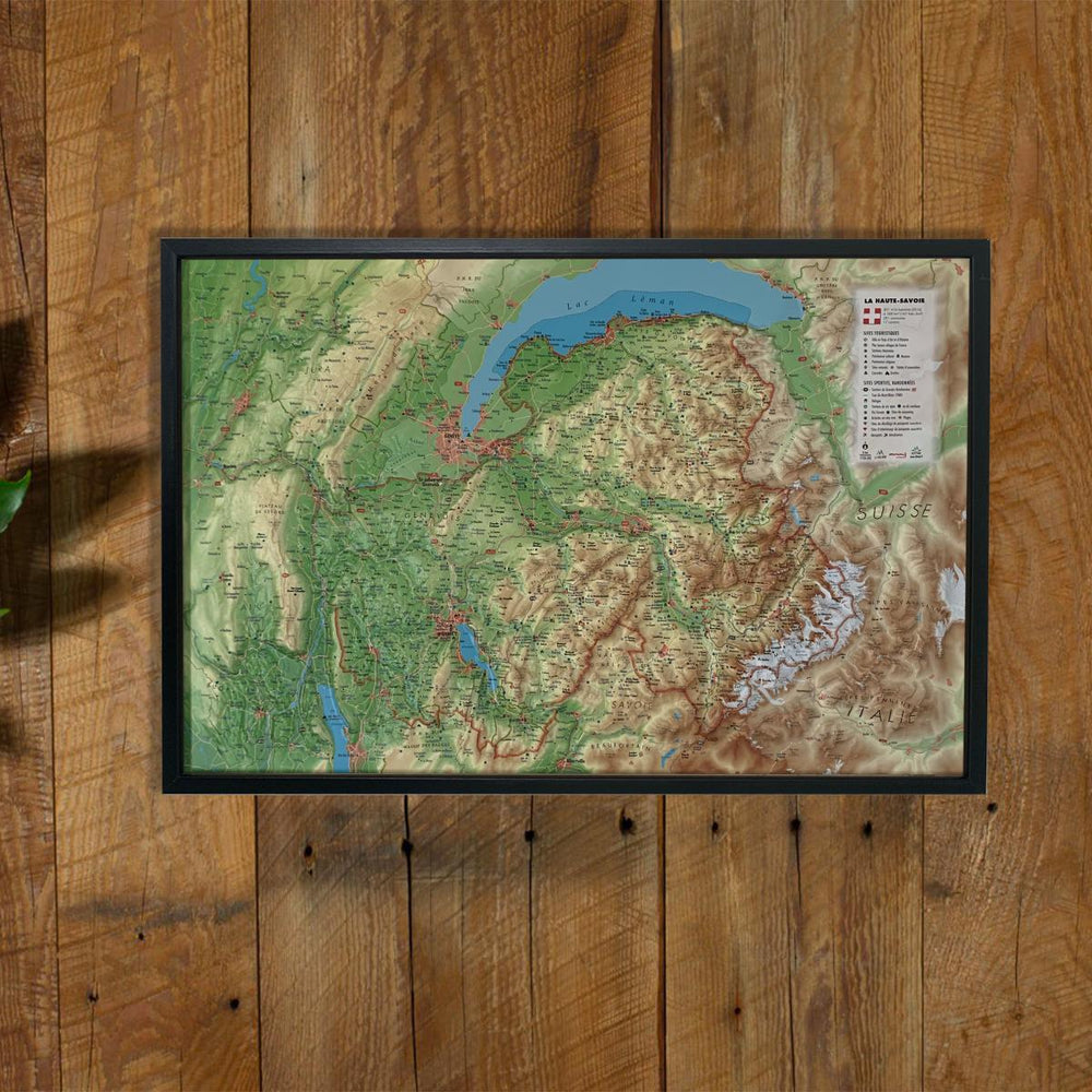 Carte murale en relief - Haute-Savoie - 61 cm x 41 cm | 3D Map carte relief 3D Map 
