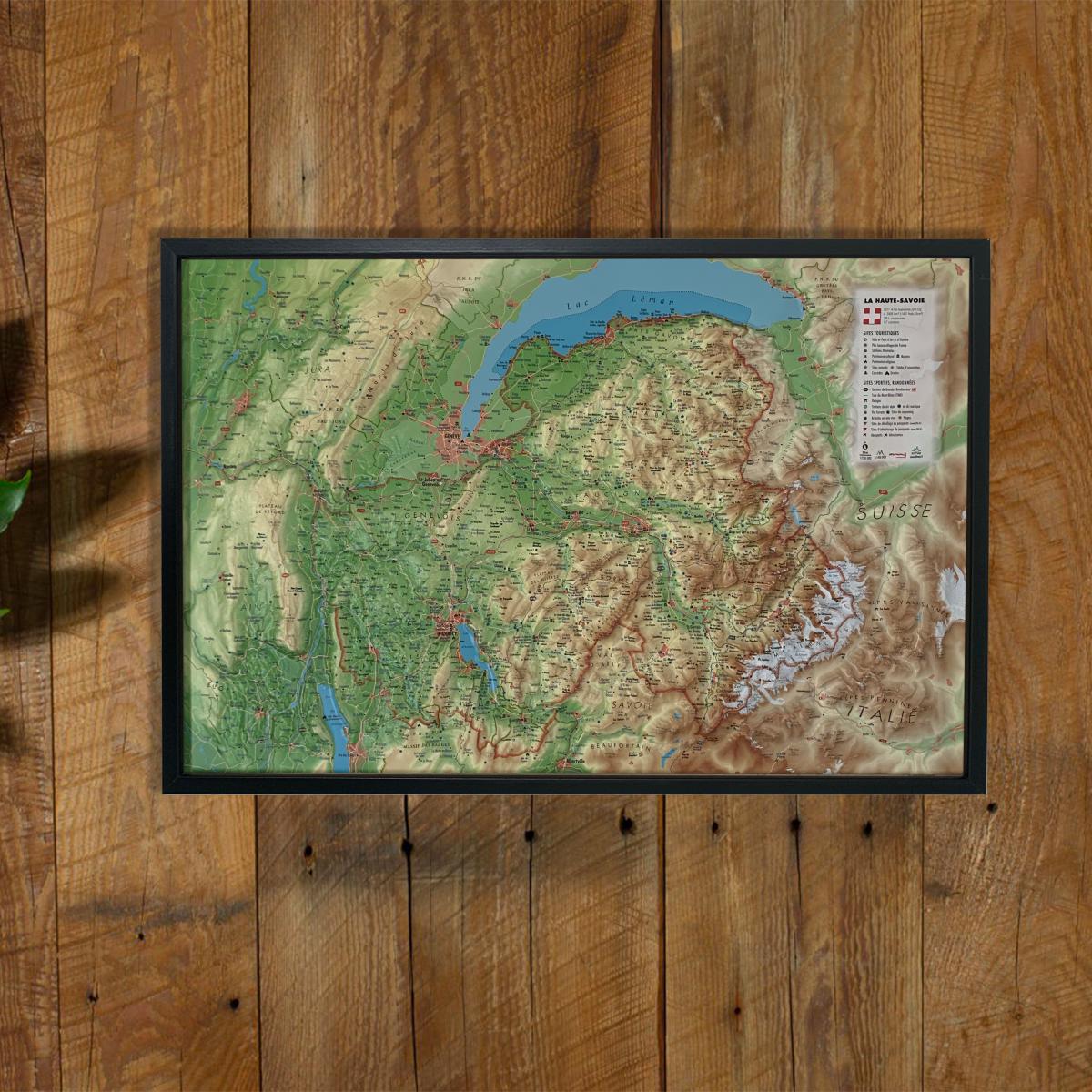 Carte murale en relief - Haute-Savoie - 61 cm x 41 cm | 3D Map carte en relief 3D Map