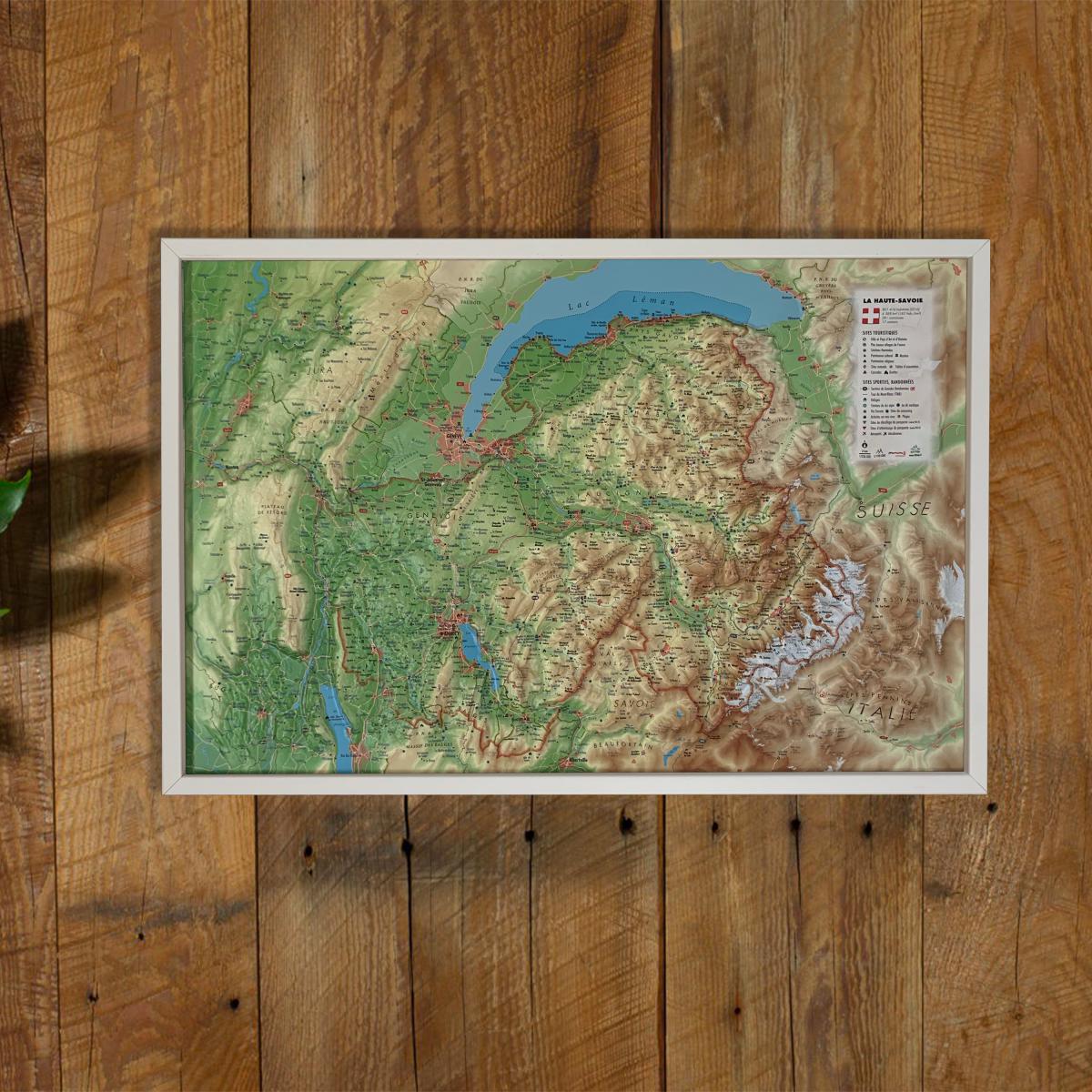 Carte murale en relief - Haute-Savoie - 61 cm x 41 cm | 3D Map carte en relief 3D Map