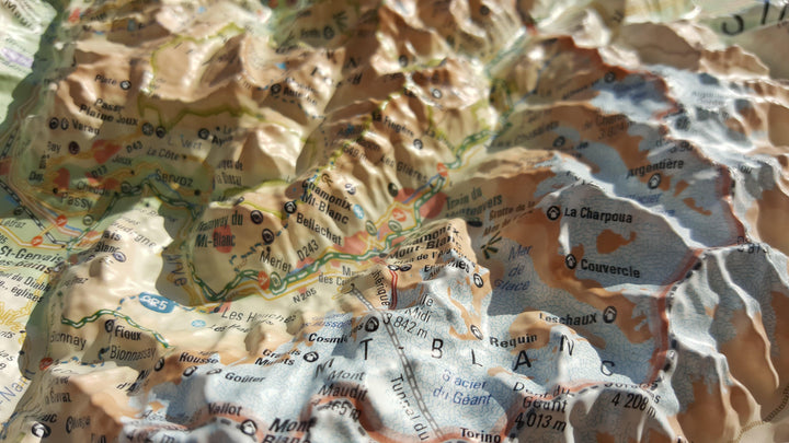 Carte murale en relief - Haute-Savoie, Version été - 41 cm x 61 cm | 3D Map carte relief 3D Map 