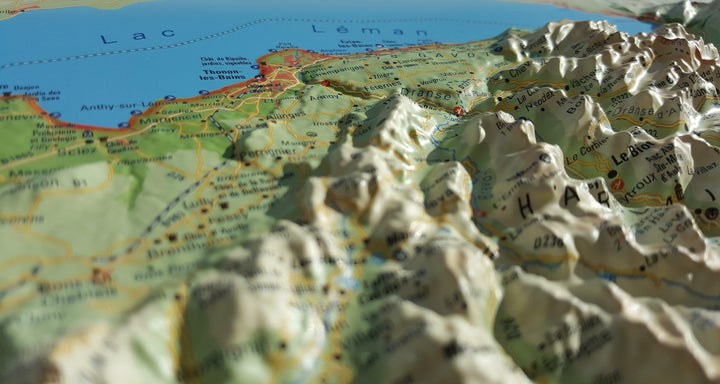 Carte murale en relief - Haute-Savoie, Version été - 41 cm x 61 cm | 3D Map carte relief 3D Map 