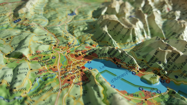 Carte murale en relief - Haute-Savoie, Version été - 41 cm x 61 cm | 3D Map carte relief 3D Map 