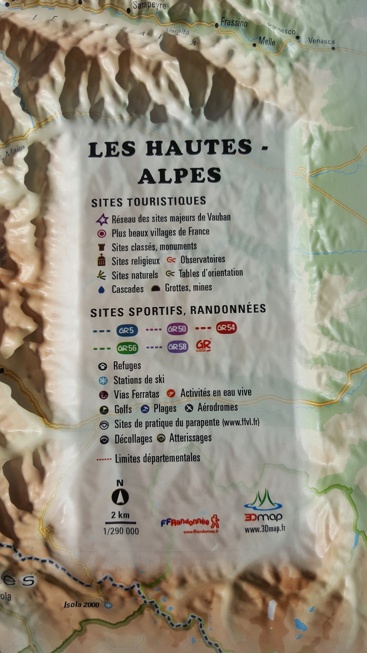 Carte murale en relief - Hautes-Alpes - 41 cm x 61 cm | 3D Map carte relief 3D Map 
