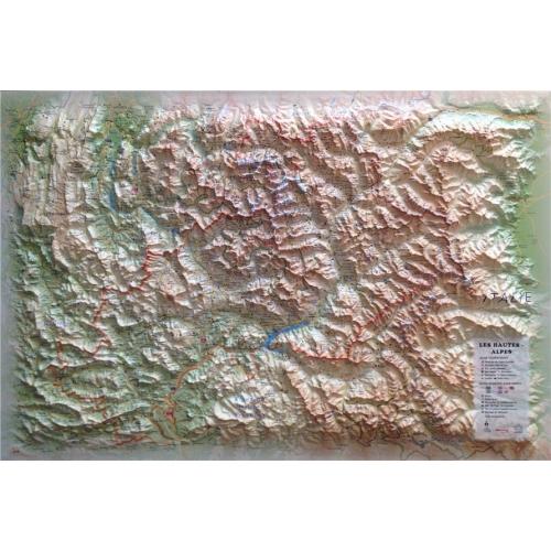 Carte murale en relief - Hautes-Alpes - 61 cm x 41 cm | 3D Map carte en relief 3D Map