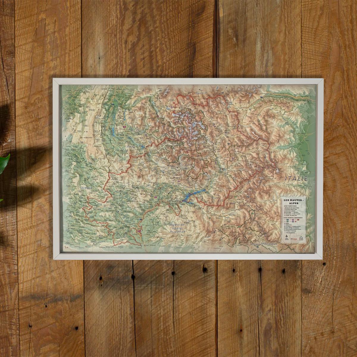 Carte murale en relief - Hautes-Alpes - 61 cm x 41 cm | 3D Map carte en relief 3D Map