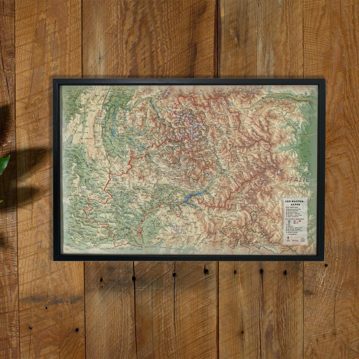 Carte murale en relief - Hautes-Alpes - 61 cm x 41 cm | 3D Map carte en relief 3D Map
