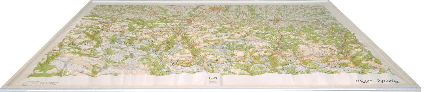Carte murale en relief - Hautes Pyrénées - 113 x 80 cm | IGN carte en relief IGN