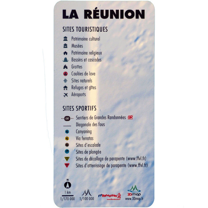 Carte murale en relief - Ile de la Réunion - 41 cm x 61 cm | 3D Map carte relief 3D Map 